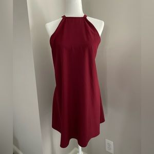 Charlotte Russe Maroon Open Back Mini Dress - Size Small